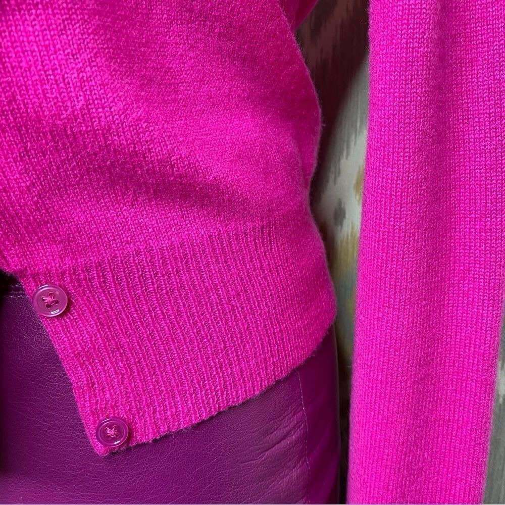 Ralph Lauren Blue Label Fuchsia Italian Cashmere Ruffle Front Cardigan Sweater - Picture 4 of 16